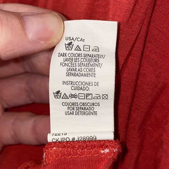 Calvin Klein Jeans Women's Orange Ruched Dress V-Neck Sleeveless Size Small - Picture 13 of 13